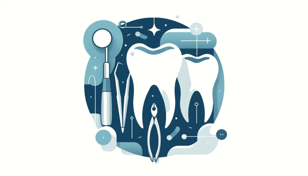Illustration of dental lead generation depicting a toothbrush, toothpaste, magnifying glass, and healthy teeth surrounded by bubbles and sparkles.